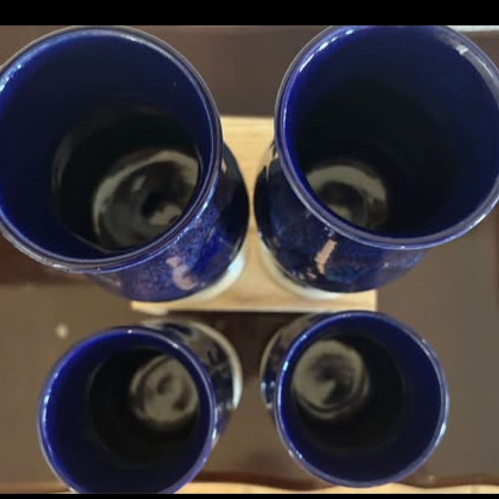 Mid-Century Blue Glazed Goblets Set of 4 Cobalt Blue Glassware pre-owned - Picture 3 of 4